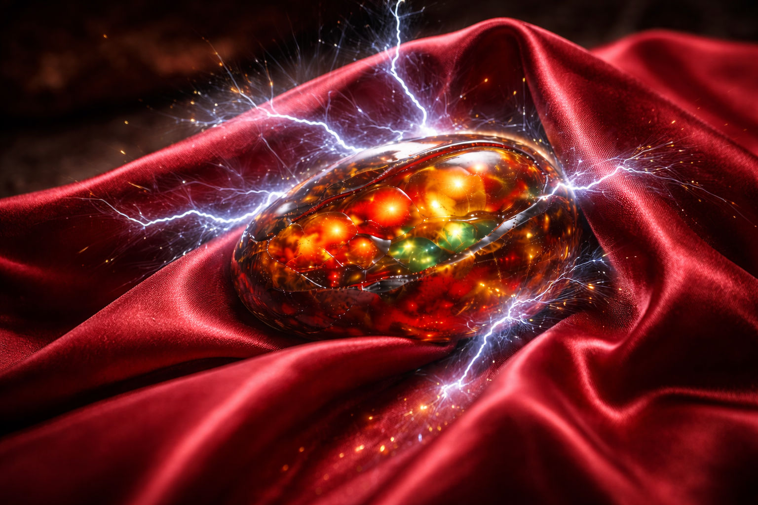 Frota la piedra con un paño de seda roja para generar calor por estática y desprender densidades superficiales. Es la forma más rápida de limpiar los