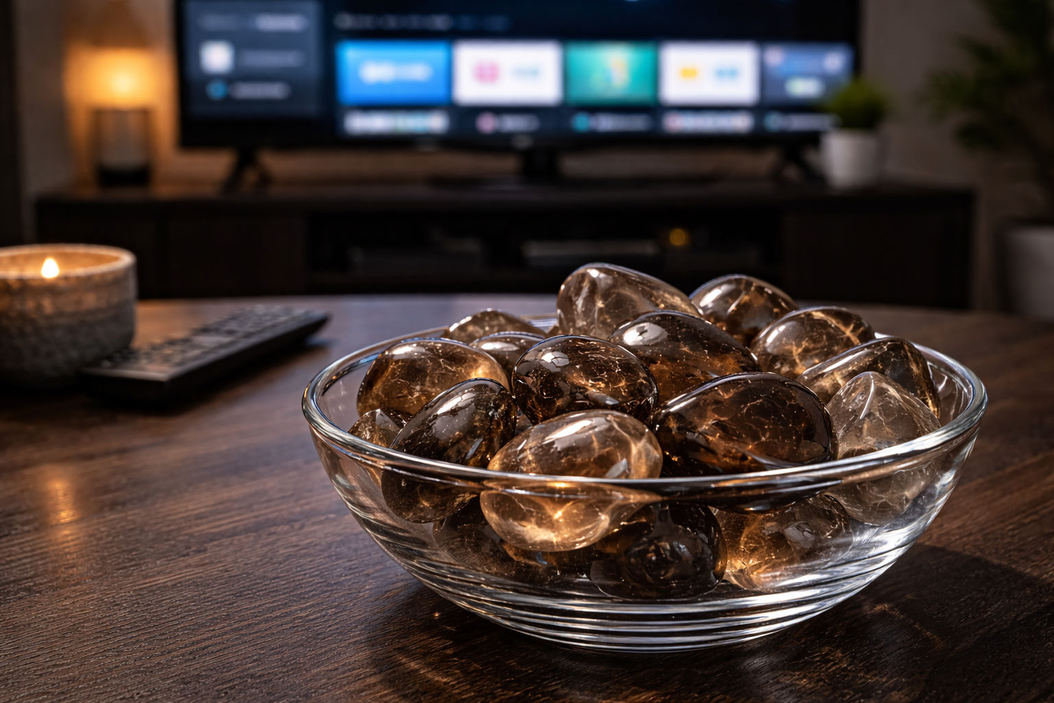 Piedras de Cuarzo Ahumado para neutralizar el exceso de estática de los dispositivos multimedia.