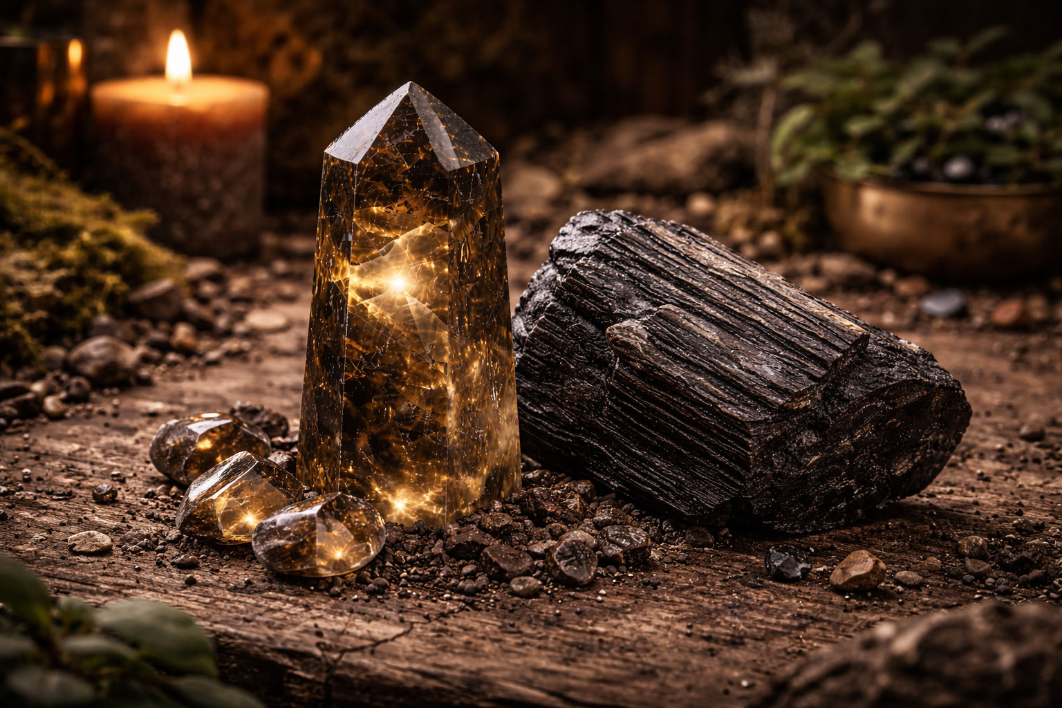 Deja tu cuarzo junto a una turmalina para crear un campo de fuerza de anclaje masivo. La turmalina actúa como un refuerzo de potencia, elevando el escudo protector del cristal a un nuevo nivel.