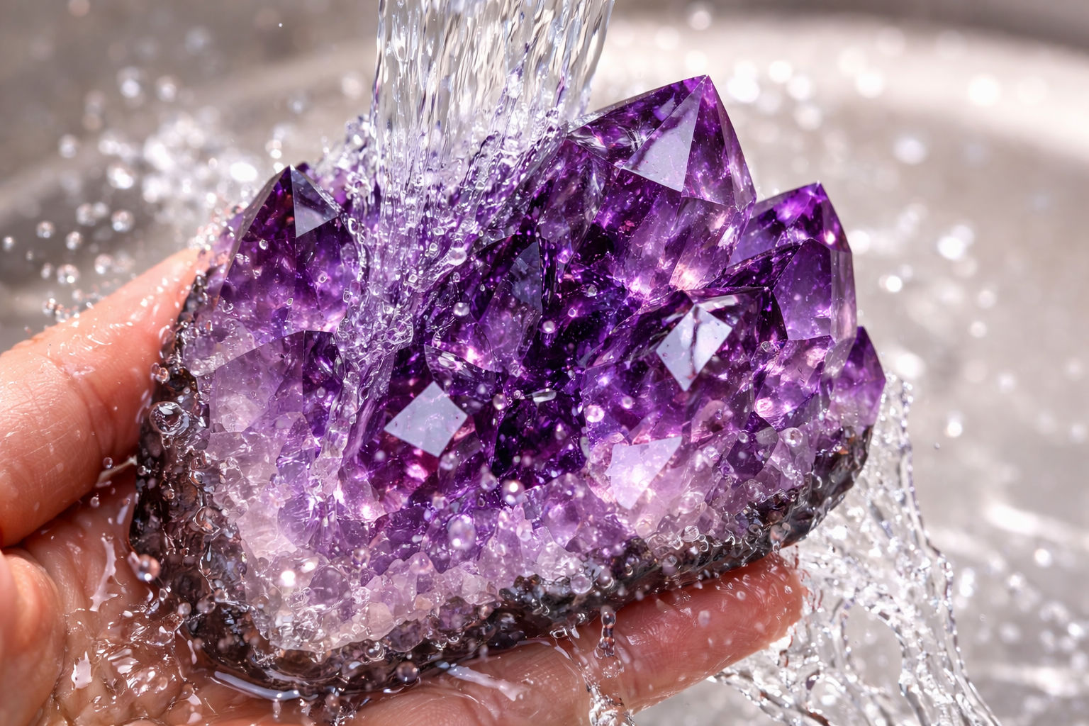 Deja que el agua lave el cristal mientras visualizas que se lleva cualquier resto de opacidad energética.