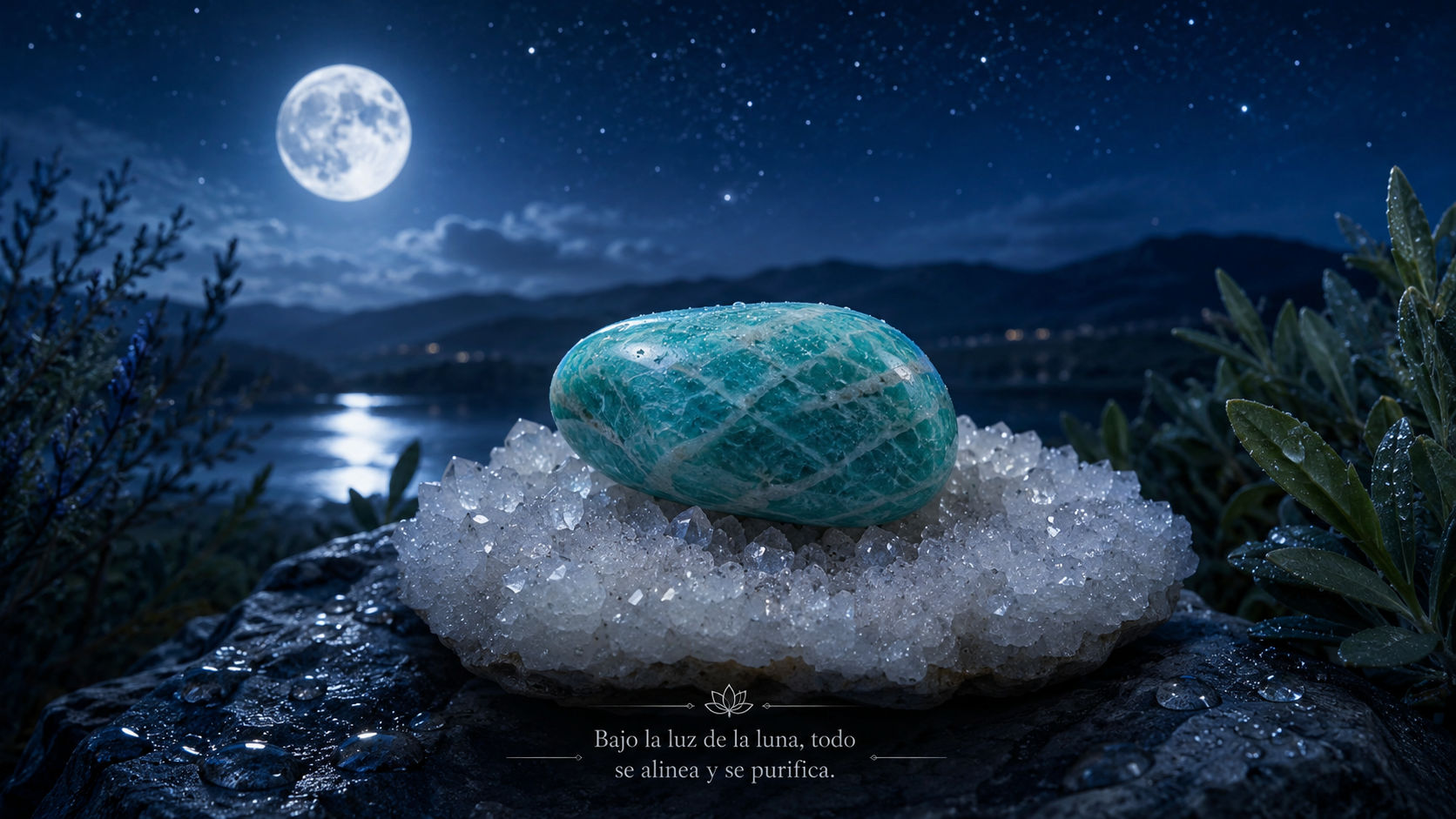 Coloca la Amazonita sobre una drusa de cuarzo blanco durante una noche para que sus puntas actúen como inyectores de luz pura. Este método de carga por proximidad es el más sutil y efectivo para mantener la gema equilibrada.
