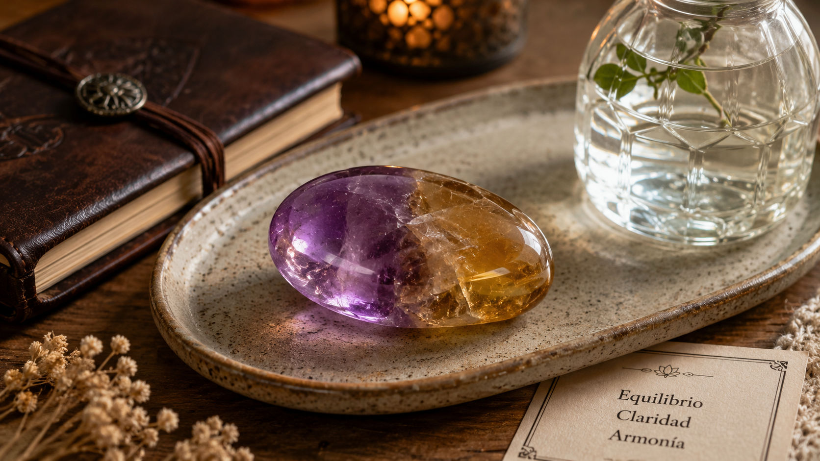 Ametrino junto a la cama para calmar las batallas mentales y propiciar sueños de revelación equilibrada.
