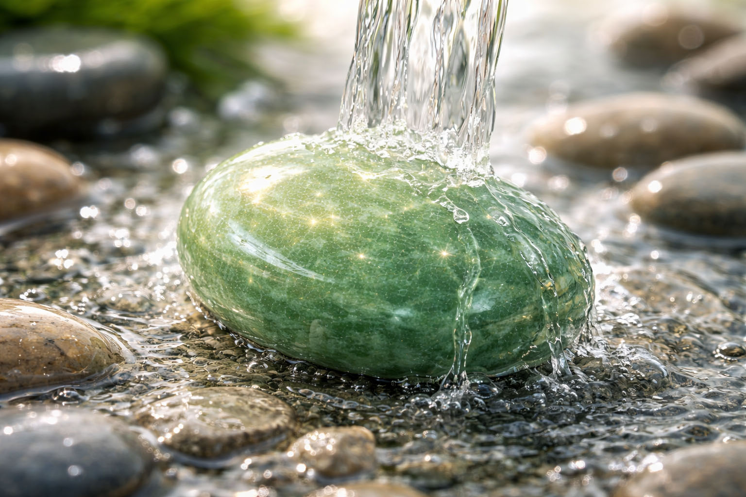 Limpia la piedra bajo un chorro de agua fría para remover la estática del día a día.