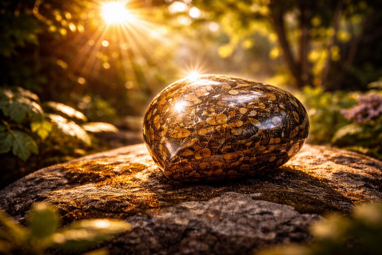 Colócala bajo el sol de la tarde, preferiblemente entre árboles, para cargarla con energía de protección activa. Esta luz cálida resuena con los tonos bronce del cristal, potenciando su fuerza de voluntad.
