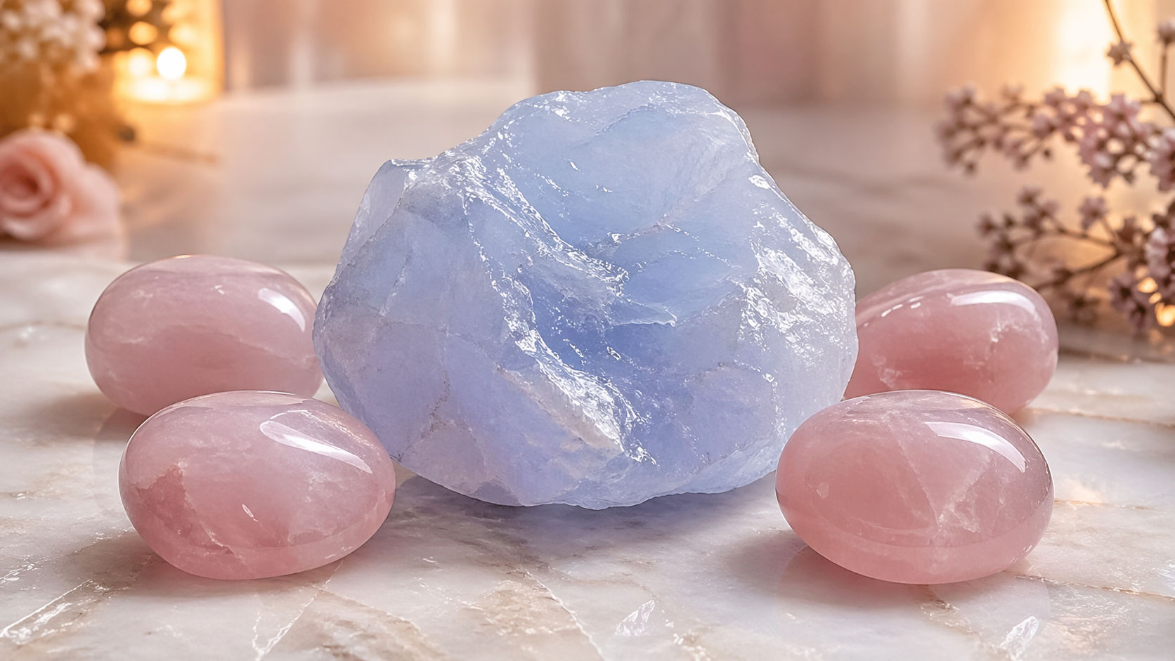 Rodea la gema con cuatro piedras de amor para imbuirle una carga de compasión y ternura. Este método calibra la Calcedonia para que su radio de acción sea puramente afectivo y protector.