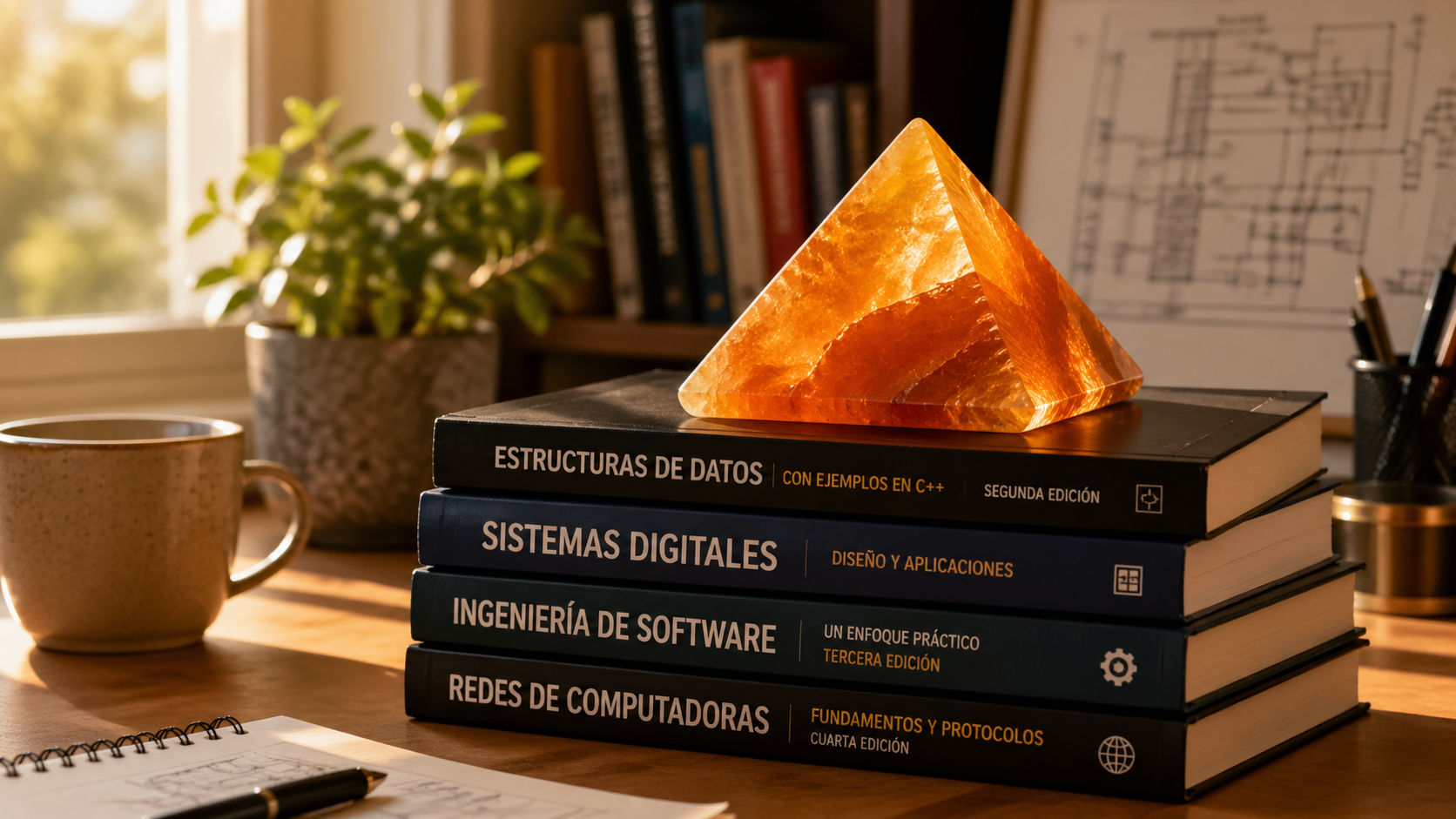 Pirámide de Calcita Naranja para acelerar el aprendizaje y la retención de información.