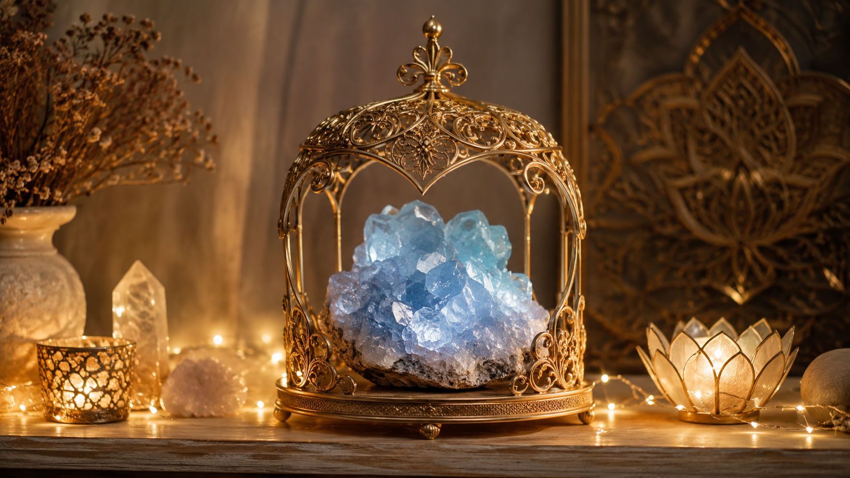 Cristal de Celestina colocado en altura para invocar la guardia del ángel de la guarda sobre los niños.