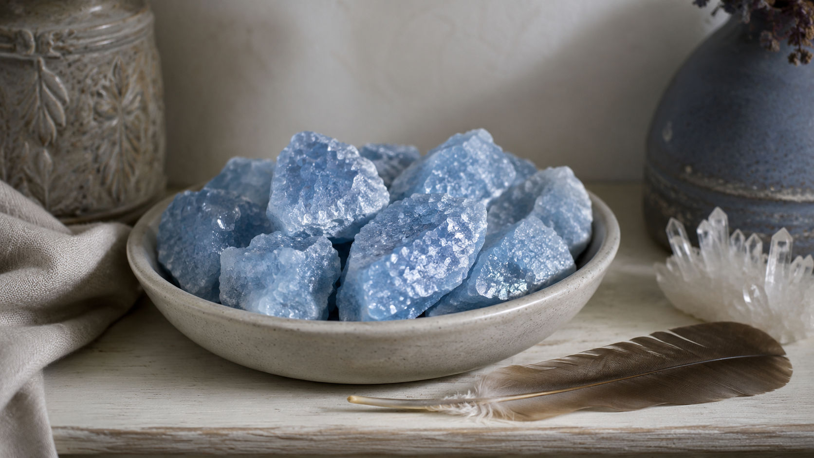 Fragmentos de Celestina situados hacia el norte para equilibrar la mente e inspirar ideas puras.