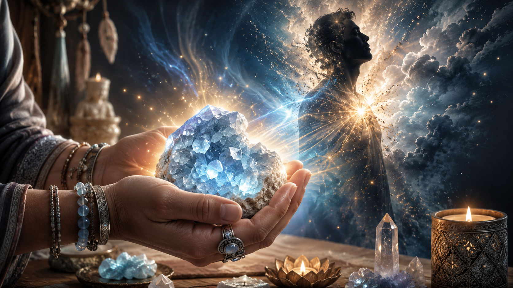 Cristal de Celestina disolviendo la angustia y devolviendo la paz al corazón en Umbral Astral.