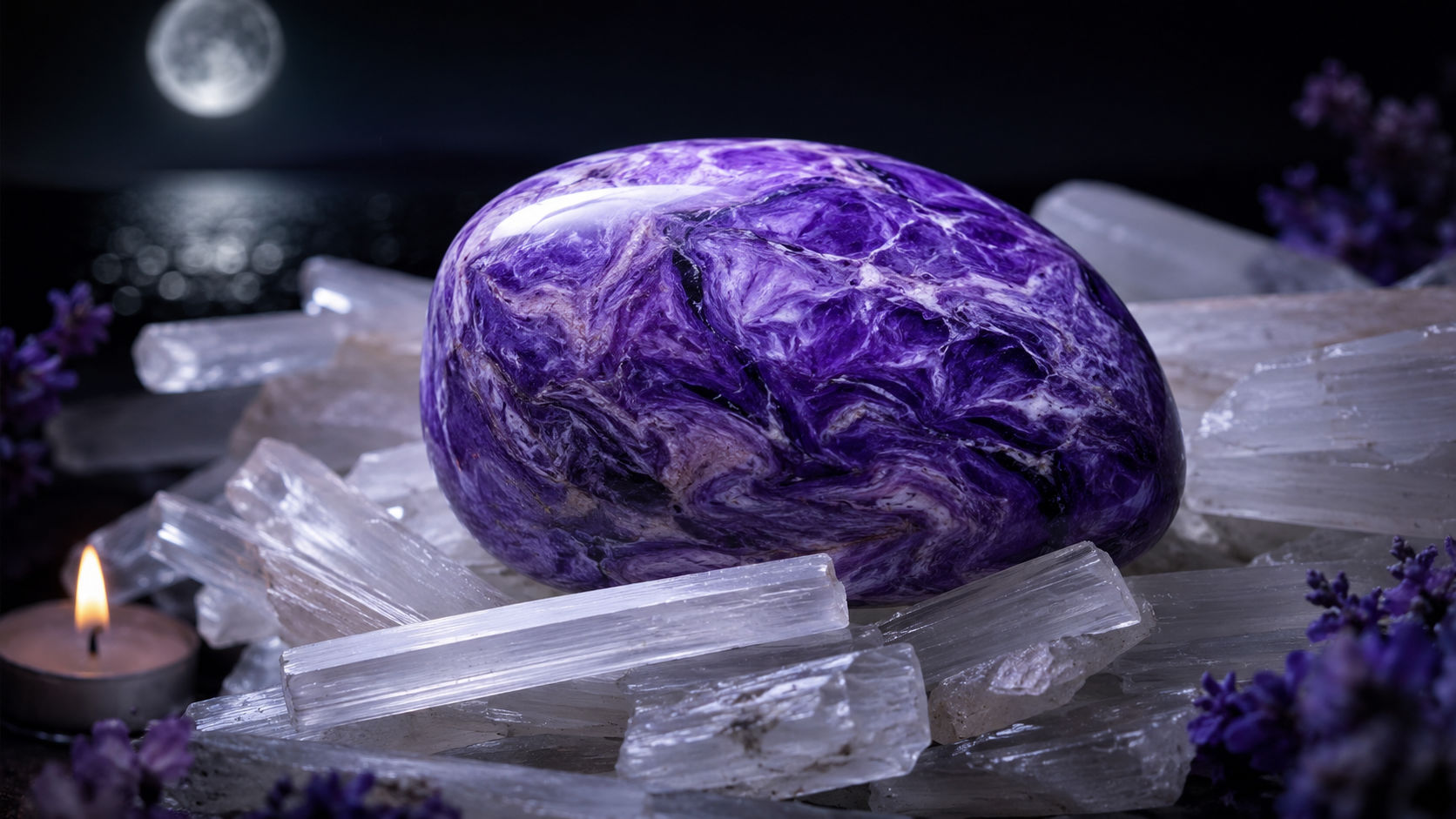 Coloca tu Charoita encima de un lecho de Selenita blanca durante una noche completa en la quietud de tu altar. La luz divina de la Selenita disolverá la fatiga astral acumulada en la gema púrpura sin alterar su sutil estructura.