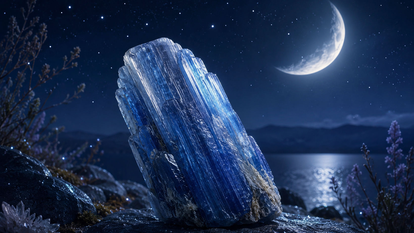 Expón la piedra al magnetismo nocturno durante una noche entera en la ventana de tu santuario. La luz de la reina de la noche nutre los destellos translúcidos del cristal, potenciando su poder sintonizador.