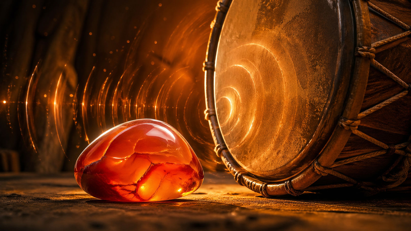 Coloca la piedra cerca de un tambor o música con bajos potentes que marquen un ritmo constante. La vibración rítmica alinea la frecuencia de la piedra con el pulso del corazón, optimizando su rendimiento.
