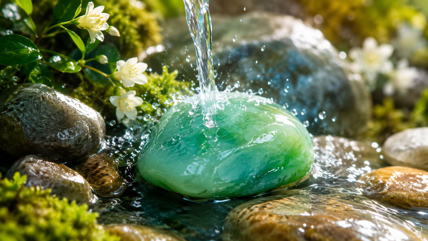 Coloca la piedra bajo el flujo de agua pura mientras visualizas cómo el líquido se lleva todas las densidades de su superficie.