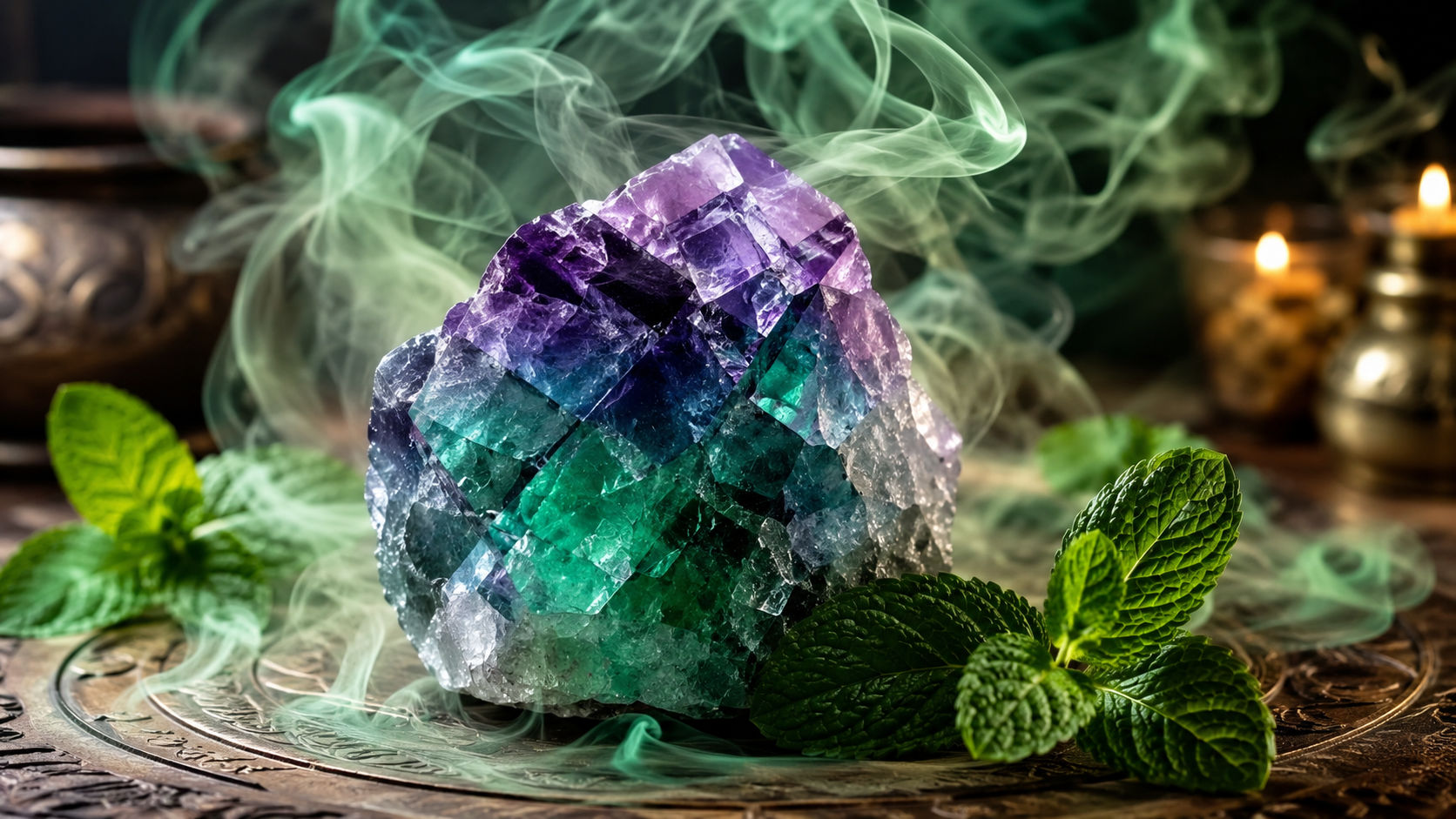 Pasa el cristal a través del humo sagrado de estas hierbas para despejar las brumas energéticas que haya absorbido.
