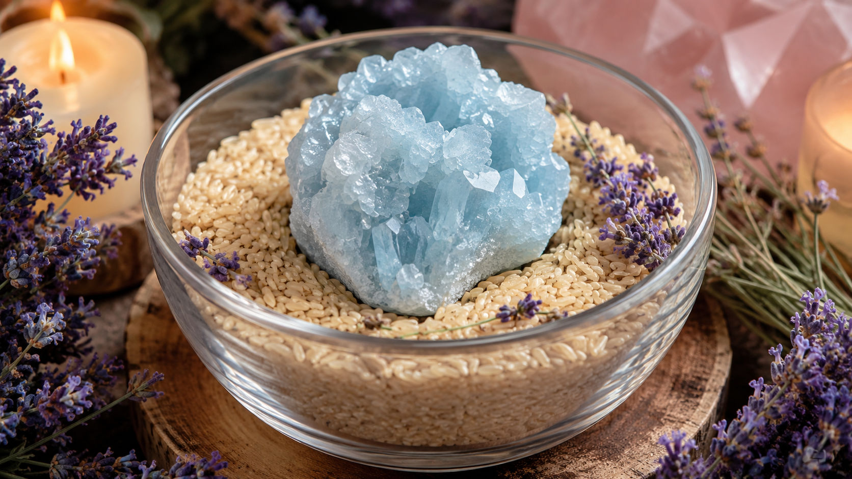 Reposa tu gema en un cuenco con estos elementos orgánicos durante toda una noche bajo el resguardo de tu altar. Las propiedades místicas de la tierra y las plantas absorberán la fatiga del cristal sin agredir su delicada superficie.