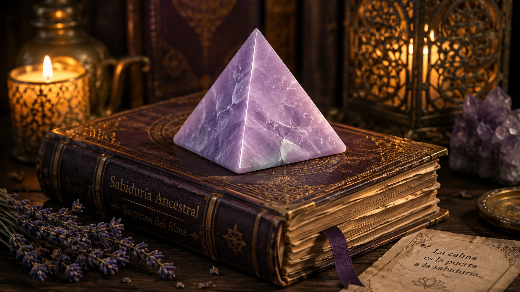 Pirámide de Jade Lavanda para favorecer el discernimiento y la asimilación de verdades profundas.