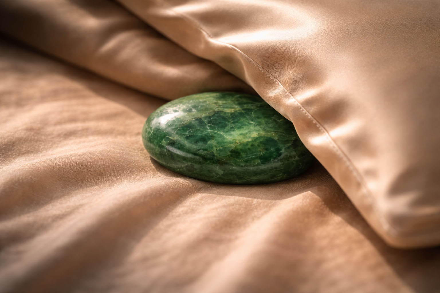 Jade Verde bajo la almohada para asegurar un descanso reparador y sueños de sabiduría.