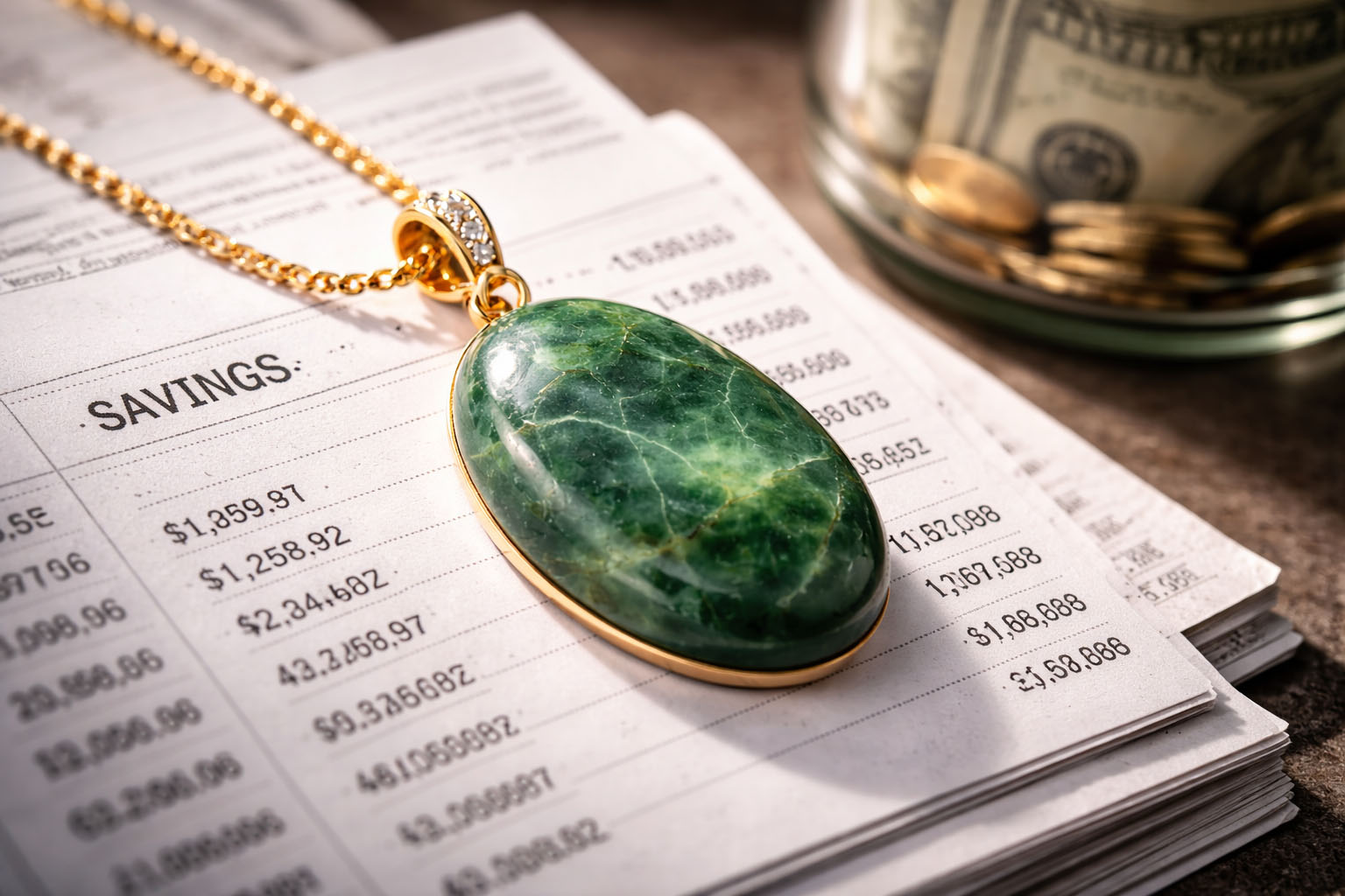 Jade Verde protegiendo y multiplicando los ahorros mediante la energía de la buena fortuna.