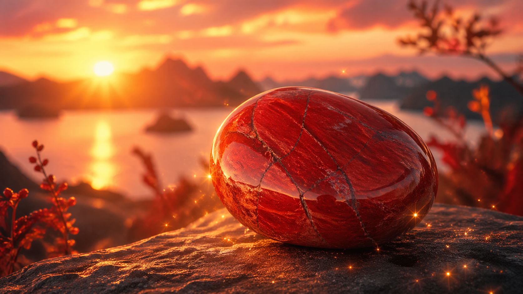 Expón el cristal a los últimos rayos del sol rojo de la tarde para imbuirlo de fuerza y resiliencia. La frecuencia del atardecer resuena con los tonos terracotas del jaspe, potenciando su capacidad de protección nocturna.