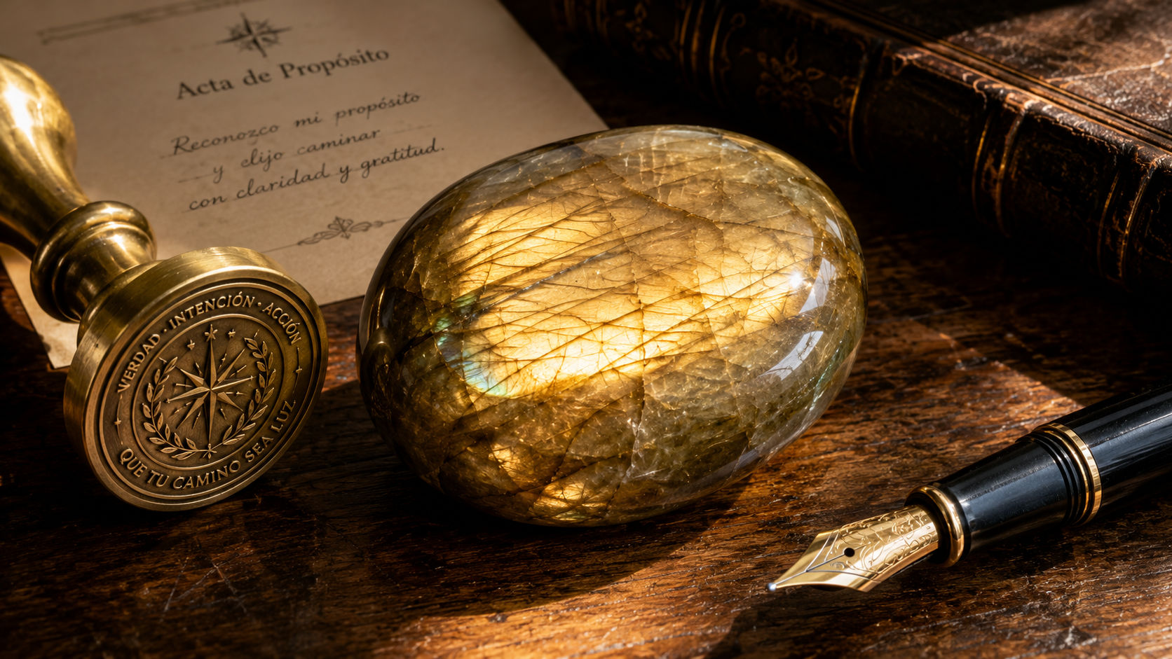 Labradorita Dorada junto al sello corporativo para aportar éxito y legitimidad a los acuerdos en Umbral Astral.