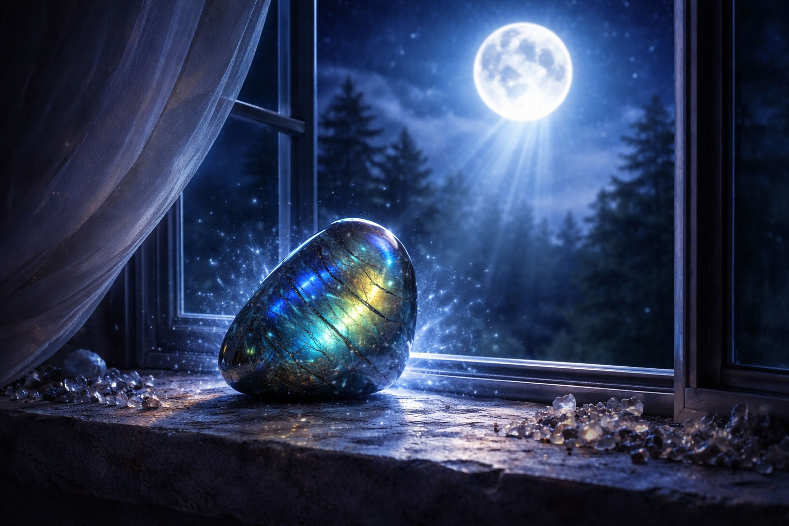 Exponla a la luz de la luna llena para potenciar sus facultades místicas y psíquicas al máximo. La luna activa el lado intuitivo del cristal, afinando la capacidad del usuario para percibir lo invisible.