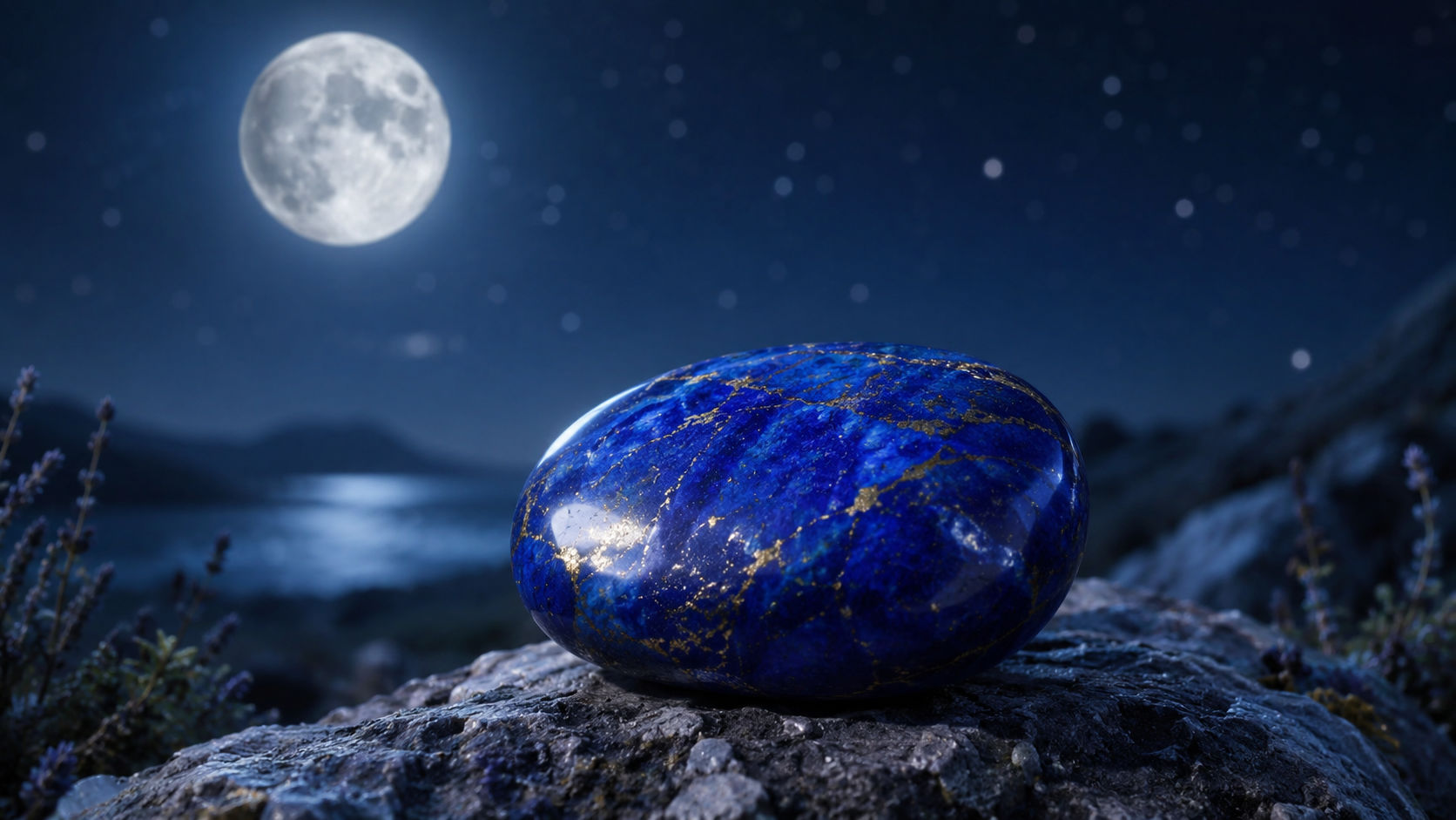 Expón el Lapislázuli al cielo nocturno durante el apogeo de la luna para que se sature de su magnetismo místico y receptivo. La luz plateada de la luna aviva los reflejos de la pirita, reconectando la gema con el orden del firmamento.