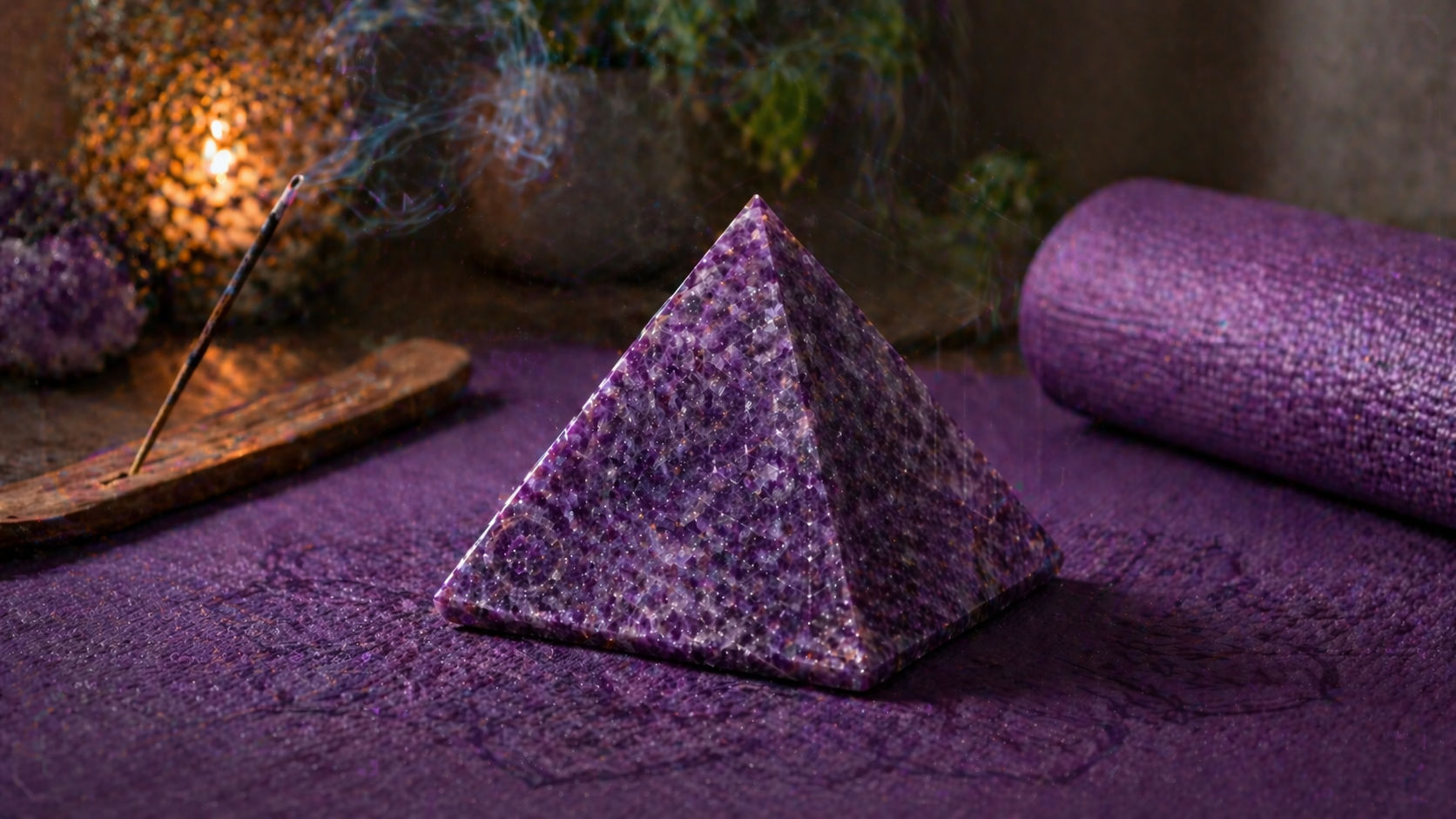Pirámide de Lepidolita para profundizar en meditaciones de liberación de bloqueos.