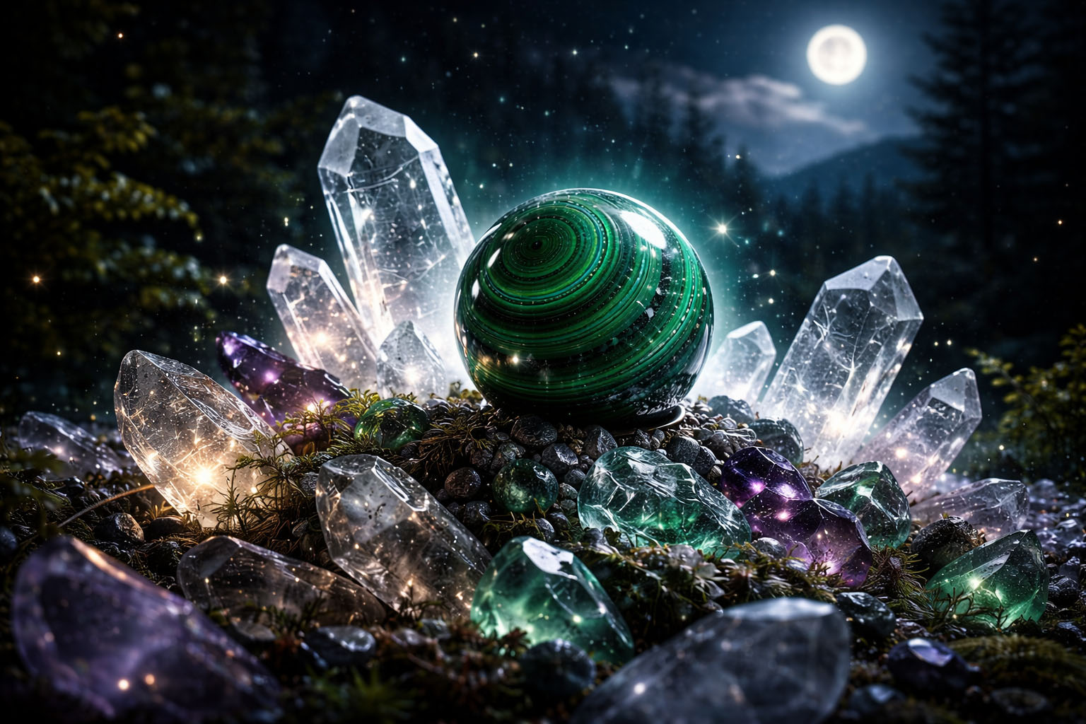 Coloca la piedra sobre un grupo de cuarzos durante la noche para que la vibración del cristal de roca