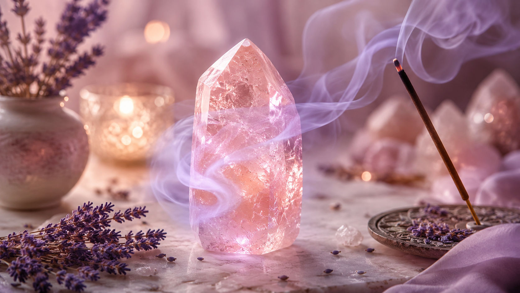 Pasa la piedra por el humo sagrado para elevar sus vibraciones y despejar cualquier rastro de melancolía externa. Este método es ideal para purificar la piedra después de sesiones de meditación profunda o llanto liberador.