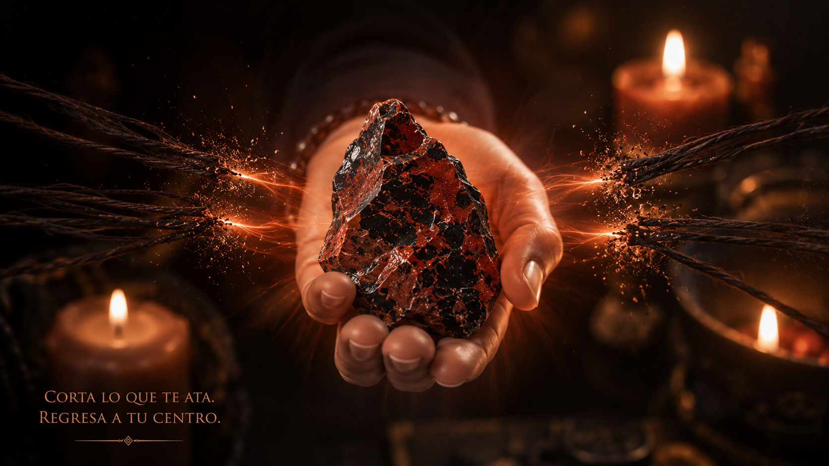 Especimen de Obsidiana Caoba cortando lazos de dependencia y manipulación emocional en Umbral Astral.
