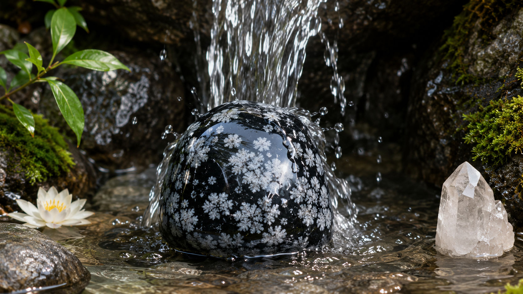 Sostén la piedra bajo el flujo de agua pura durante unos minutos, visualizando cómo se lleva los rastros de cansancio. Las corrientes naturales limpiarán las memorias superficiales de la gema sin alterar su vibración de enraizamiento.