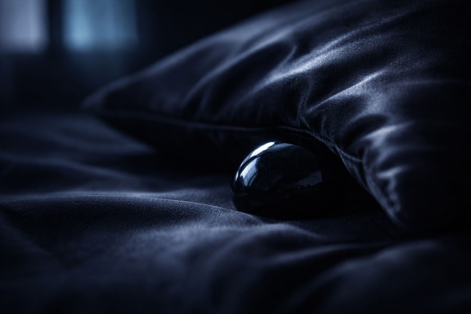 Obsidiana bajo la almohada para fomentar sueños reveladores y protección durante el descanso.