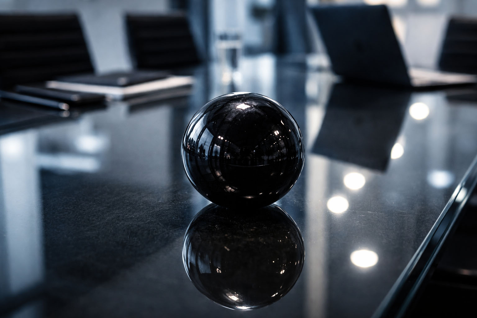 Esfera de Obsidiana en espacios de reunión para asegurar la honestidad y la claridad en los acuerdos.