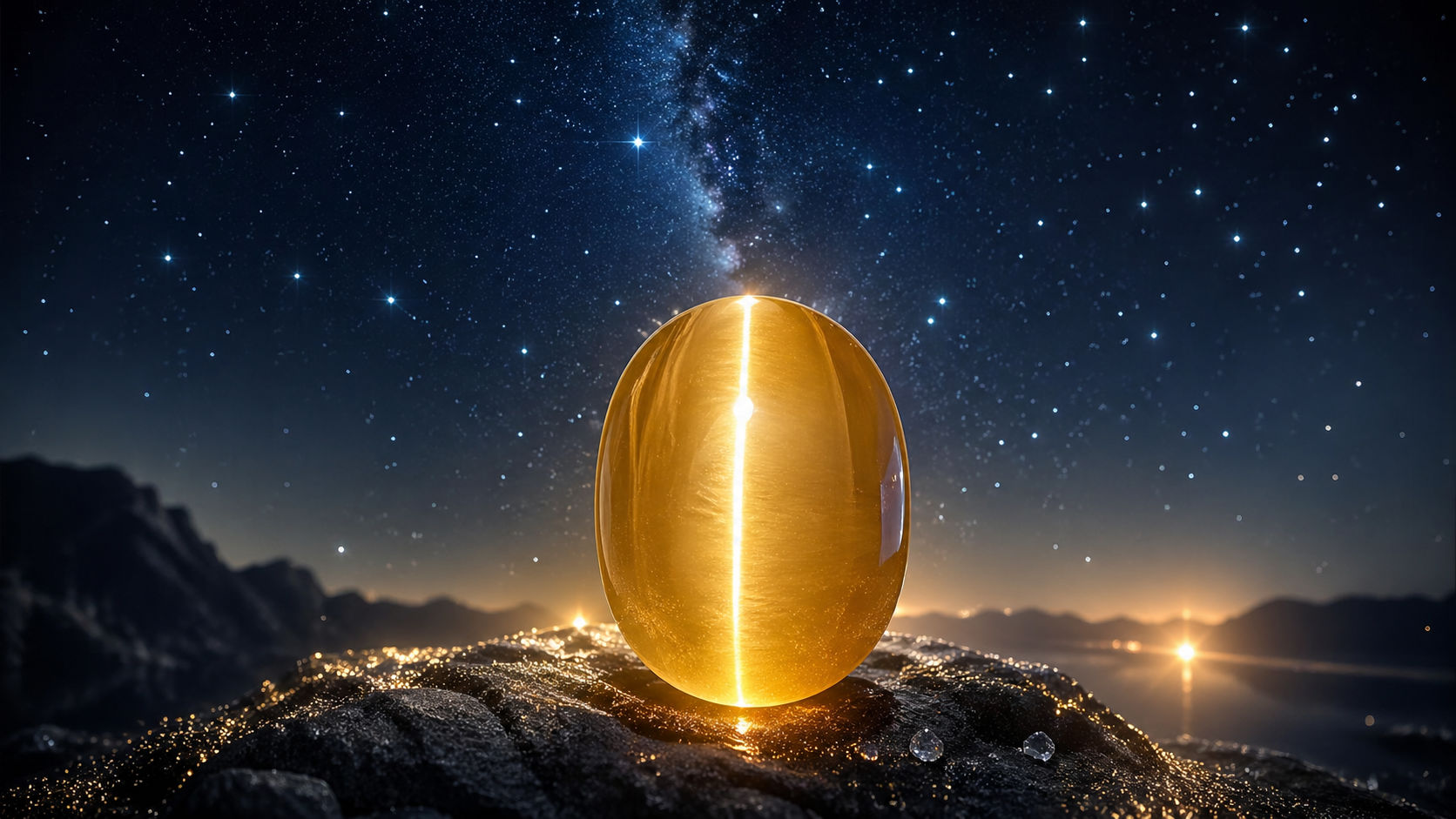 Deja la piedra bajo un cielo estrellado durante toda la noche para que su banda de luz se sincronice con el cosmos.