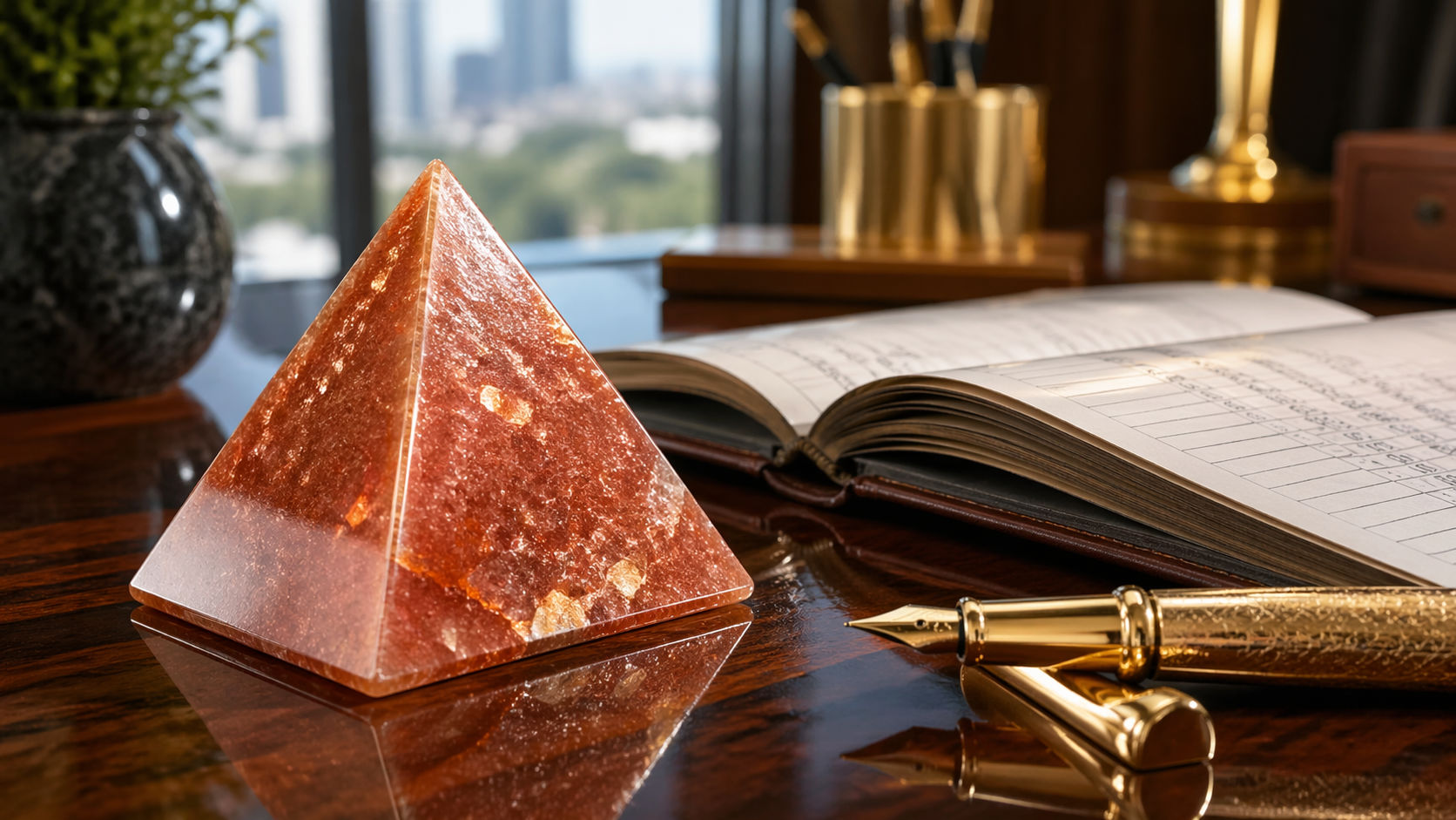 Pirámide de Piedra del Sol para activar el flujo de dinero y la confianza en los negocios.