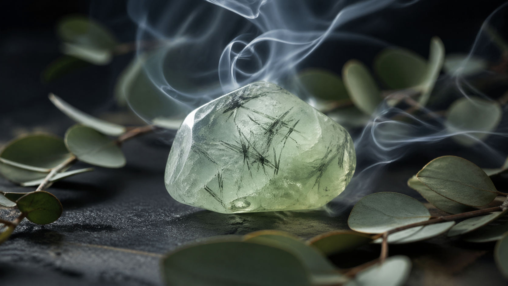 Pasa la piedra por el humo de eucalipto para limpiar las vías de comunicación entre el corazón y la mente. Es una limpieza refrescante que elimina la