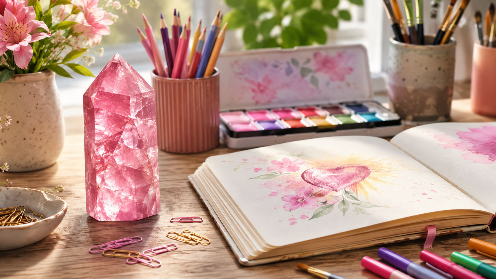 Turmalina Rosa en el rincón creativo para encender la pasión por los proyectos personales.