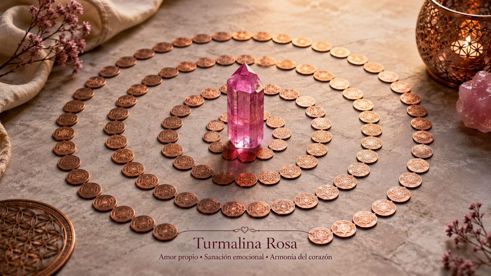 Turmalina Rosa para magnetizar deseos relacionados con el éxito y la plenitud emocional.