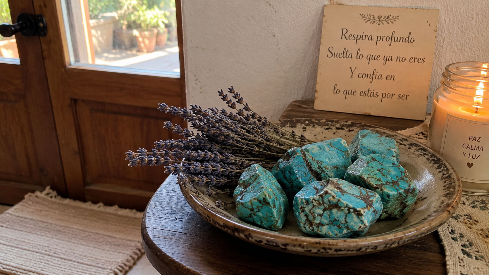 Piedras de Turquesa en la entrada para disolver las energías densas que intenten cruzar el umbral.