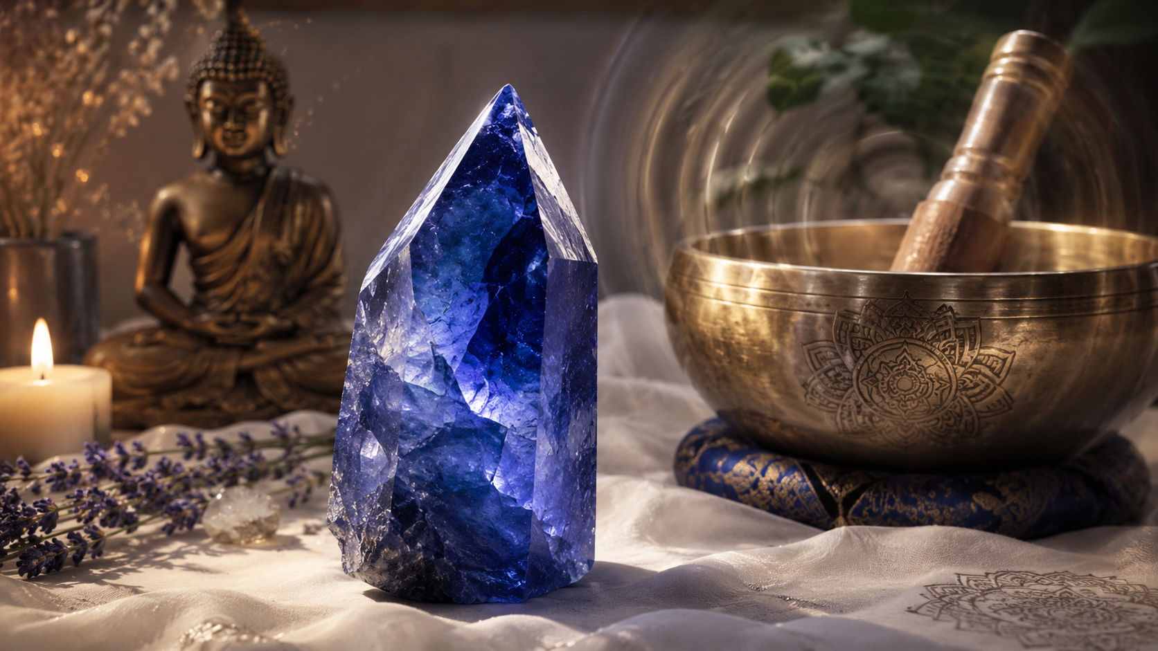 Coloca la piedra sobre un paño blanco y haz sonar el instrumento en la nota correspondiente al chakra de la corona (Si). La vibración acústica desarticulará las energías discordantes que intenten opacar la claridad de la gema.