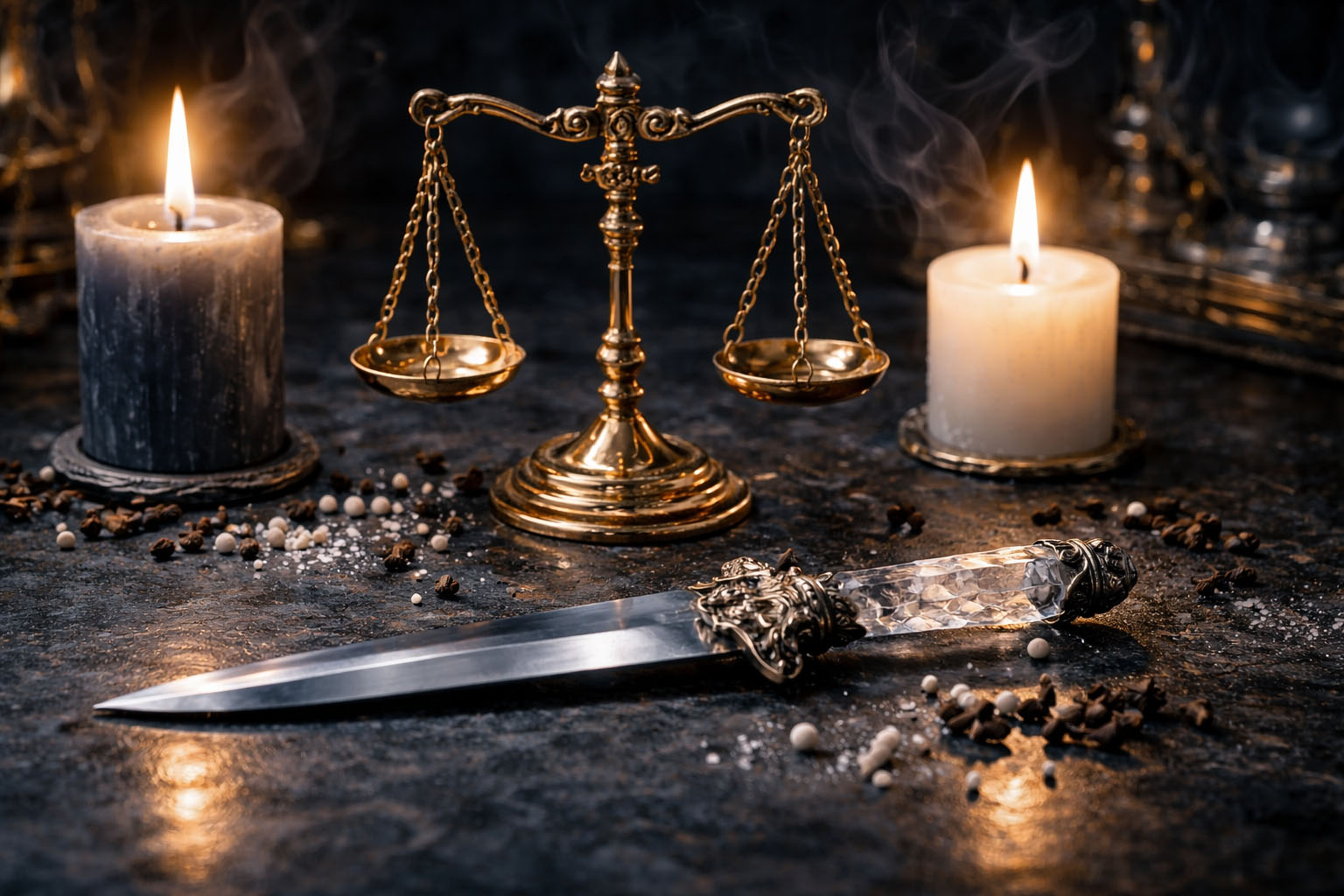 Ritual con Balanza y Espada para Equilibrio Legal